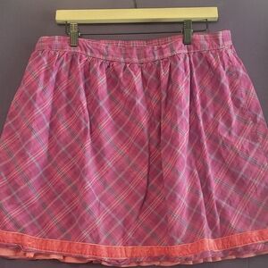 Matilda Jane Womens Pink Plaid A-Line Skirt. Size L